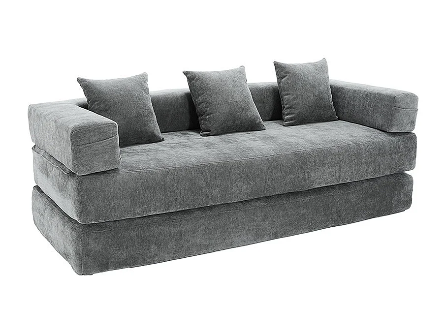 Canapé modulaire chenille ultra-doux modularité poches rangement antidérapant salon jeux bricolage bien-être Gris foncé