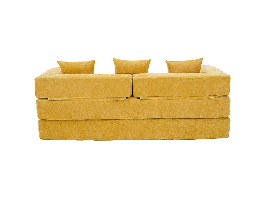 Canapé modulaire chenille ultra-doux modularité poches rangement antidérapant salon jeux bricolage bien-être Jaune moutarde