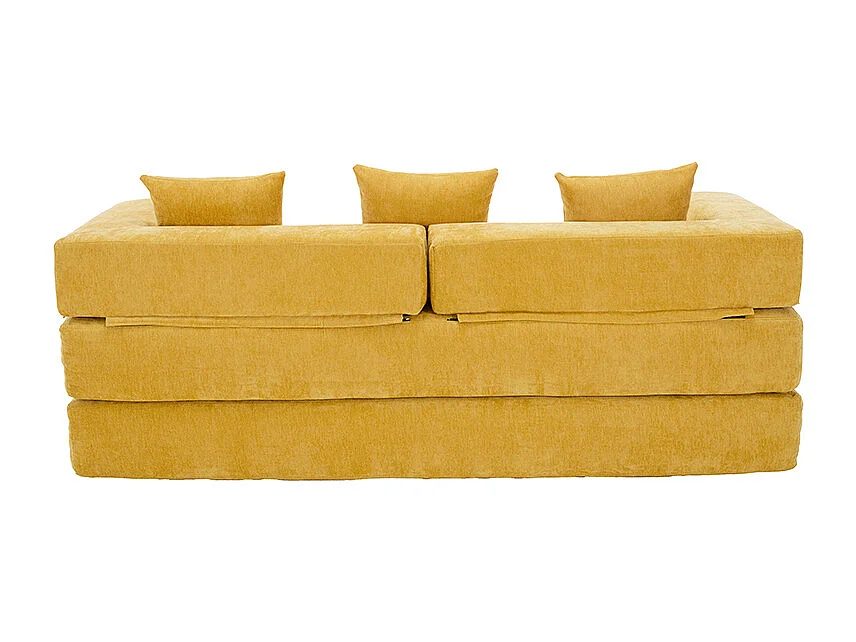 Canapé modulaire chenille ultra-doux modularité poches rangement antidérapant salon jeux bricolage bien-être Jaune moutarde