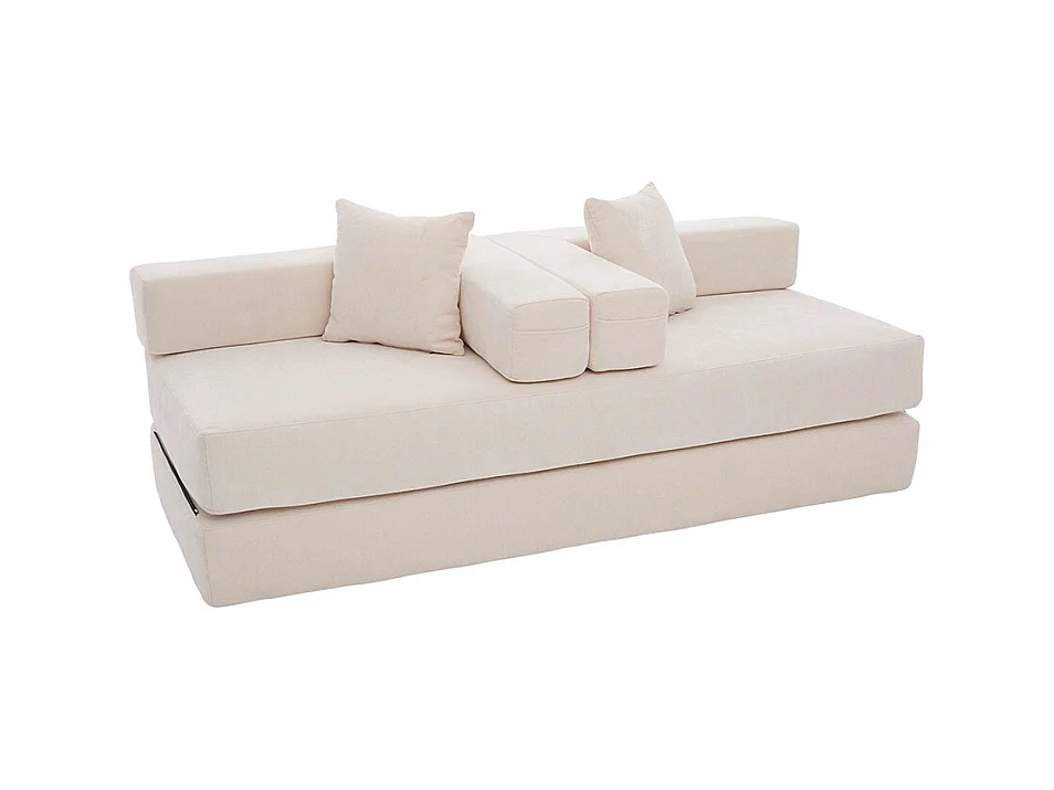 Canapé modulaire chenille ultra-doux modularité poches rangement antidérapant salon jeux bricolage bien-être beige