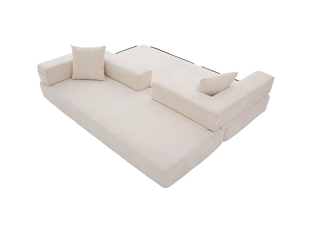 Canapé modulaire chenille ultra-doux modularité poches rangement antidérapant salon jeux bricolage bien-être beige
