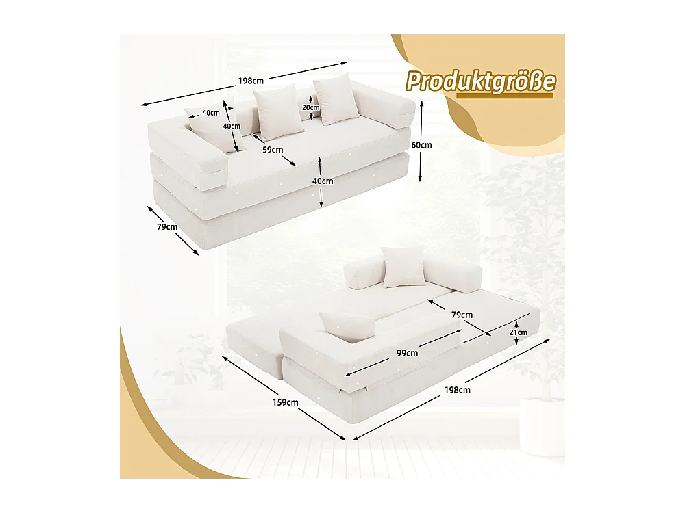 Canapé modulaire chenille ultra-doux modularité poches rangement antidérapant salon jeux bricolage bien-être beige