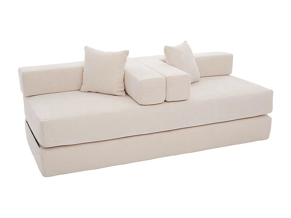 Canapé modulaire chenille ultra-doux modularité poches rangement antidérapant salon jeux bricolage bien-être beige