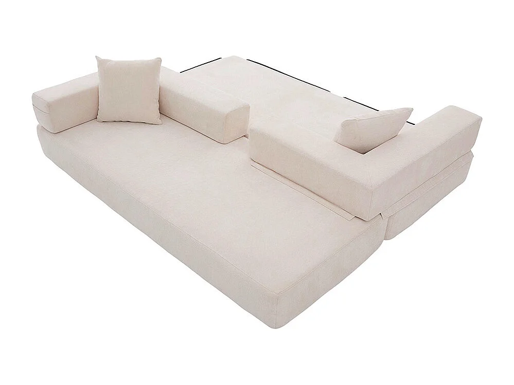 Canapé modulaire chenille ultra-doux modularité poches rangement antidérapant salon jeux bricolage bien-être beige