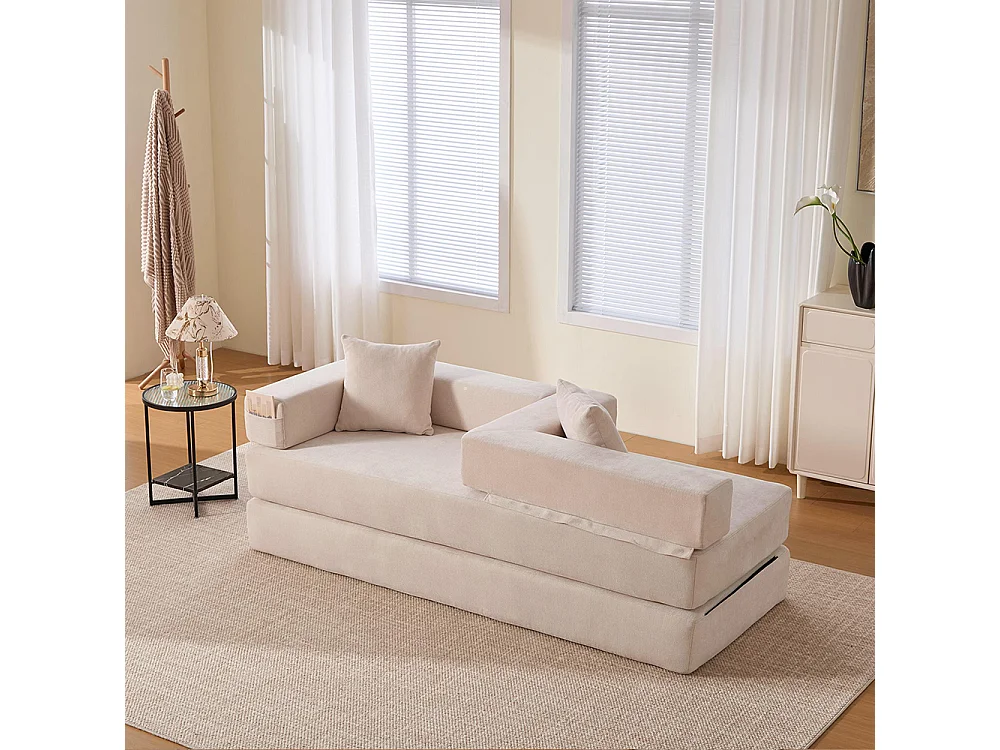 Canapé modulaire chenille ultra-doux modularité poches rangement antidérapant salon jeux bricolage bien-être beige