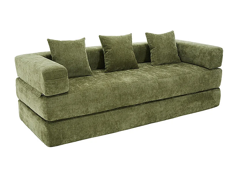 Canapé modulaire chenille ultra-doux modularité poches rangement antidérapant salon jeux bricolage bien-être vert