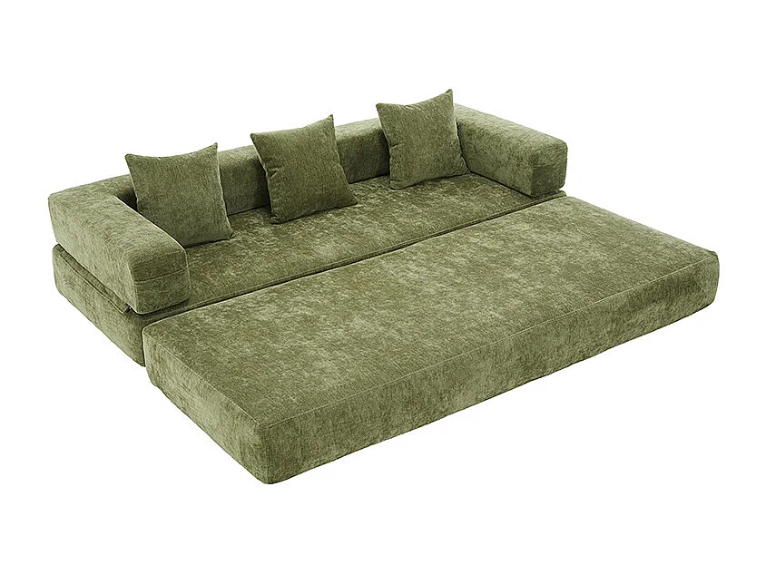 Canapé modulaire chenille ultra-doux modularité poches rangement antidérapant salon jeux bricolage bien-être vert