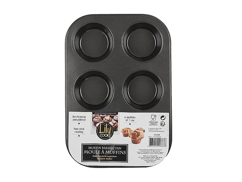 Moule à pâtisserie pour 6 muffins en métal gris