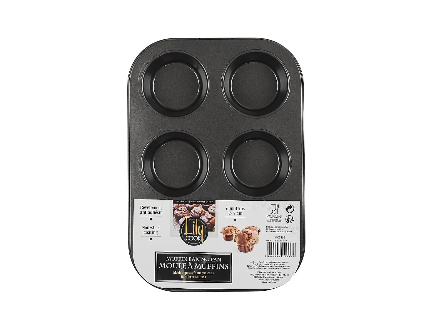 Moule à pâtisserie pour 6 muffins en métal gris