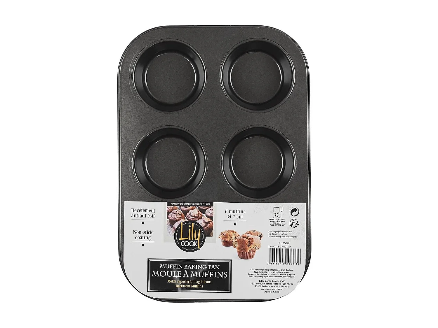 Moule à pâtisserie pour 6 muffins en métal gris