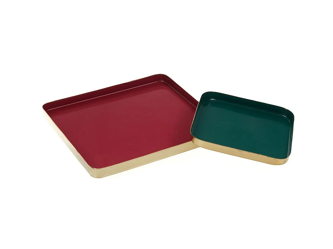 Set de 2 plateaux carrés en métal