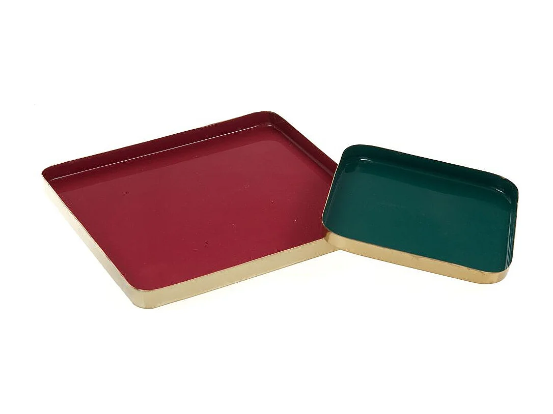 Set de 2 plateaux carrés en métal