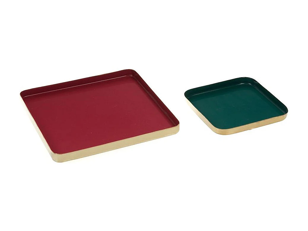 Set de 2 plateaux carrés en métal