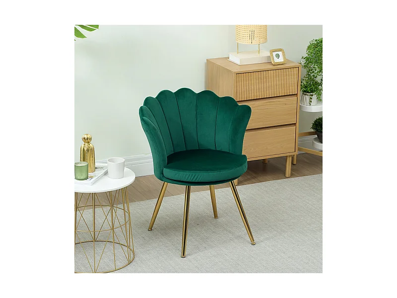 Chaise design coquillage LITTA velours bleu