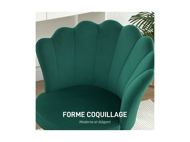 Chaise design coquillage LITTA velours bleu