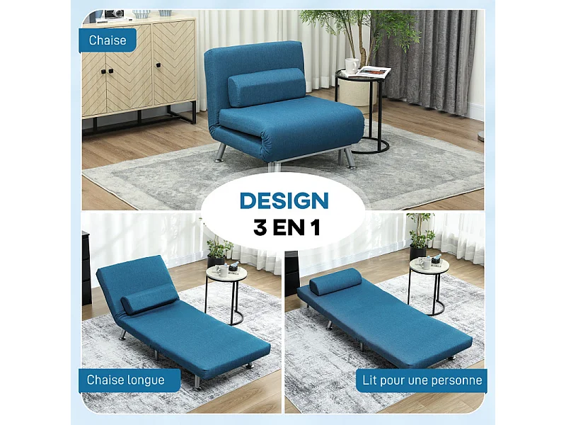 Fauteuil convertible MELANIE bleu