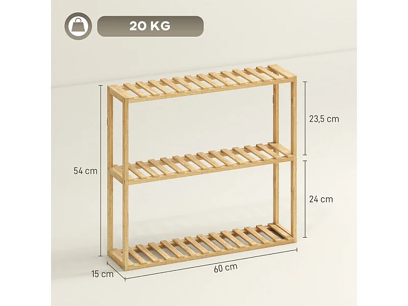 Etagère salle de bains 3 niveaux CASSIE bois de bambou
