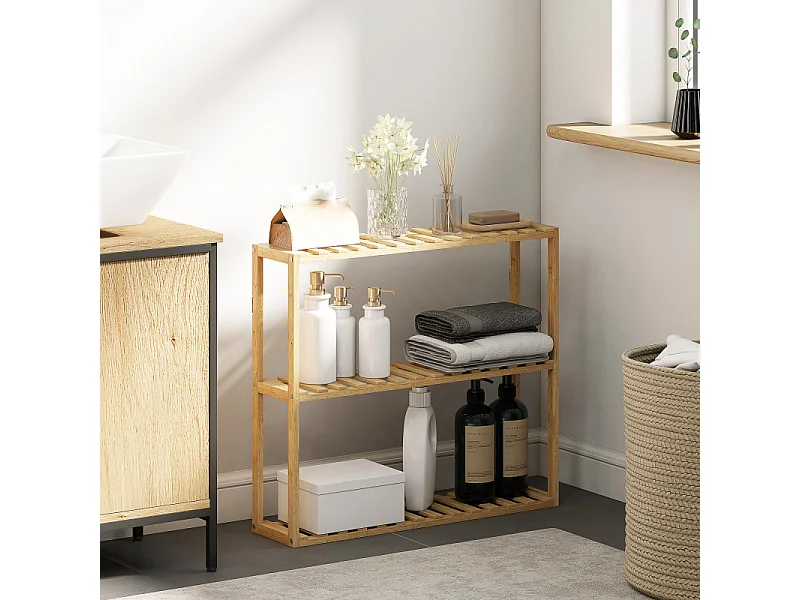 Etagère salle de bains 3 niveaux CASSIE bois de bambou