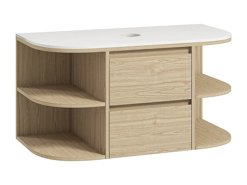 Meuble suspendu sous vasque LYSANDRE marron et blanc