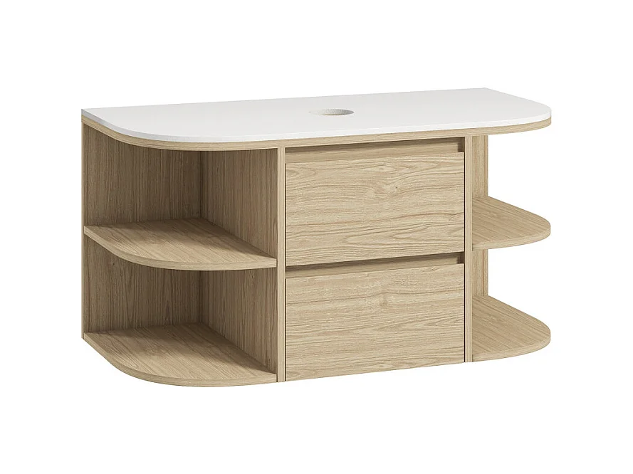 Meuble suspendu sous vasque LYSANDRE marron et blanc