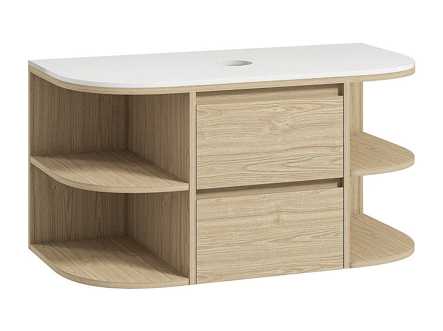 Meuble suspendu sous vasque LYSANDRE marron et blanc