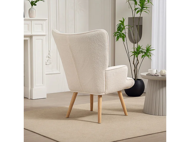 Fauteuil effet laine bouclée CARLO beige clair