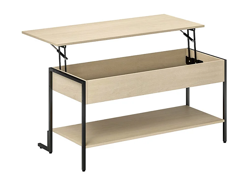 Table basse relevable SOLENE effet bois naturel et noir