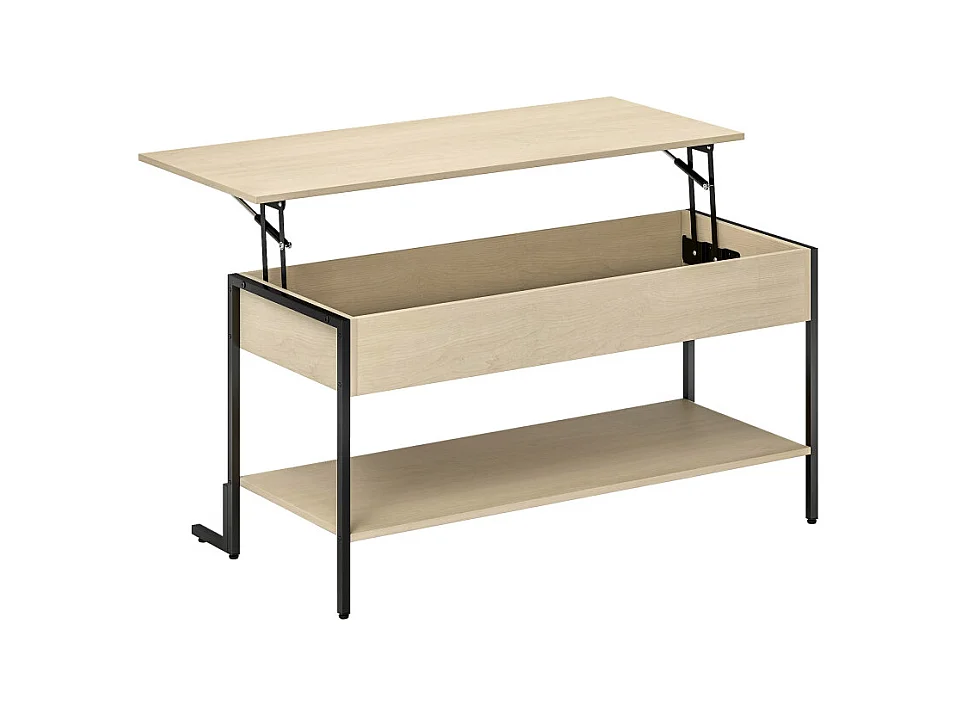 Table basse relevable SOLENE effet bois naturel et noir