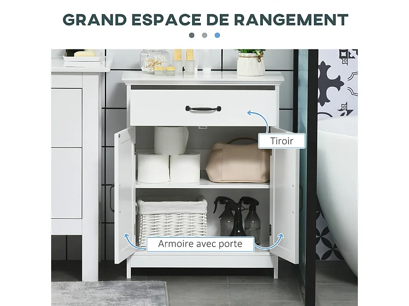 Meuble bas salle de bain 2 portes ELIANO blanc