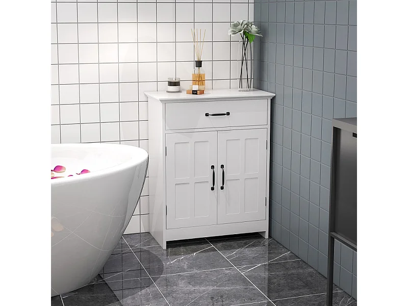 Meuble bas salle de bain 2 portes ELIANO blanc