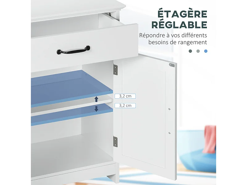 Meuble bas salle de bain 2 portes ELIANO blanc