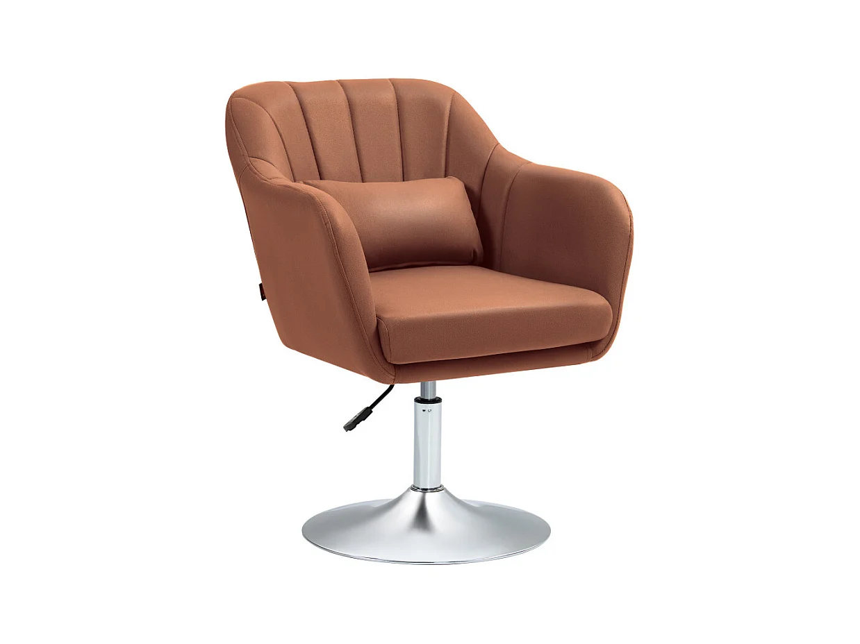 Fauteuil lounge design avec coussin MOKA lin marron