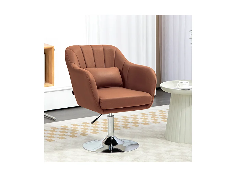 Fauteuil lounge design avec coussin MOKA lin marron