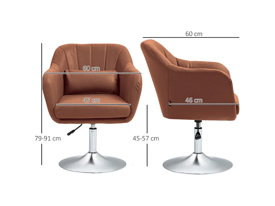 Fauteuil lounge design avec coussin MOKA lin marron