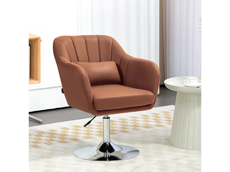 Fauteuil lounge design avec coussin MOKA lin marron
