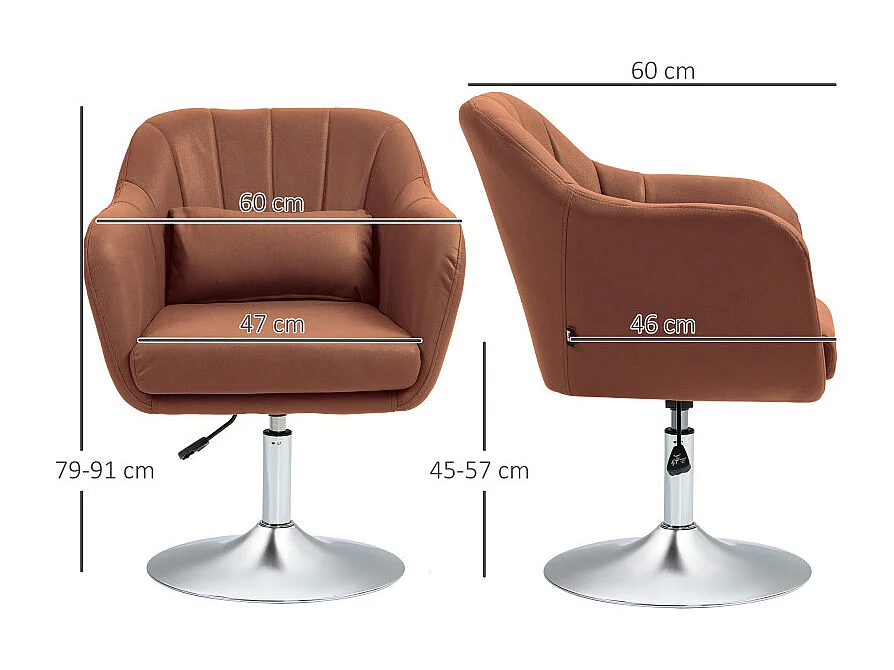 Fauteuil lounge design avec coussin MOKA lin marron