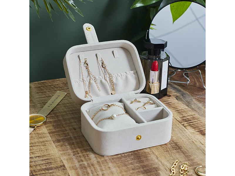 Boite A Bijoux Et Montres En Velours Blanc