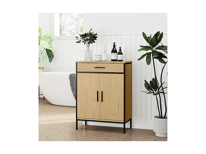 Armoire de salle de bains RUGGIERO aspect chêne