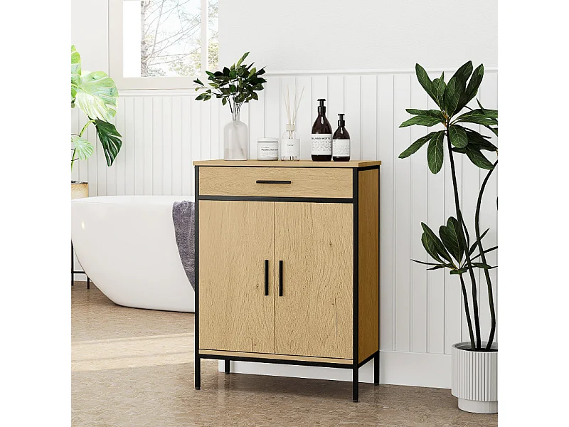 Armoire de salle de bains RUGGIERO aspect chêne