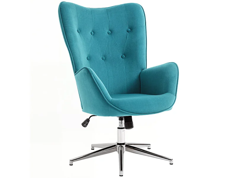 Fauteuil design effet capitonné LESTER velours bleu