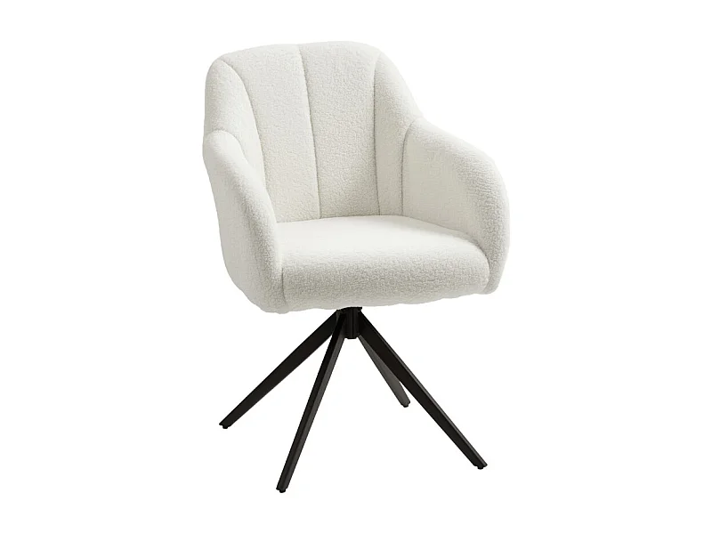 Fauteuil design ROGER effet laine bouclée blanche
