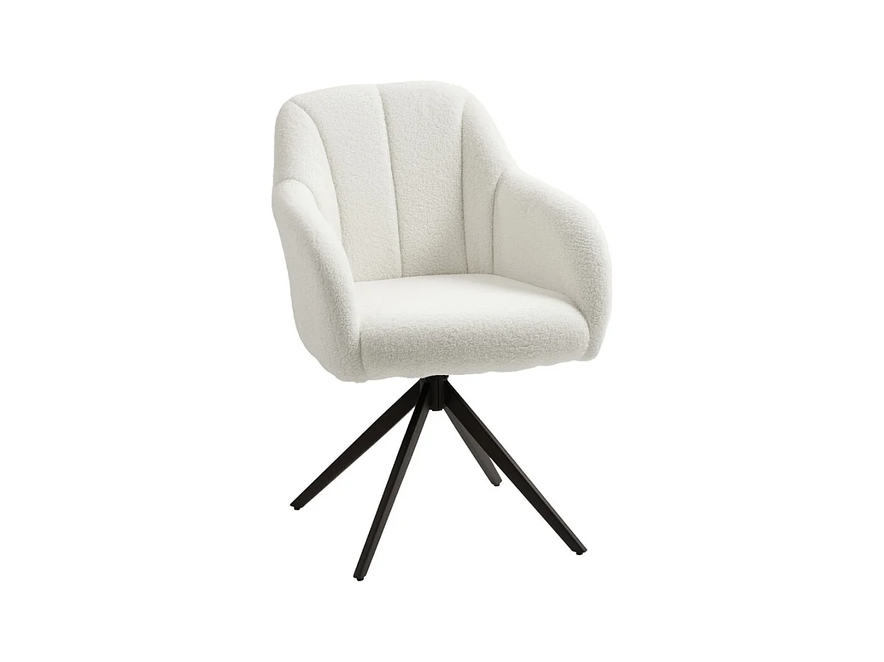 Fauteuil design ROGER effet laine bouclée blanche