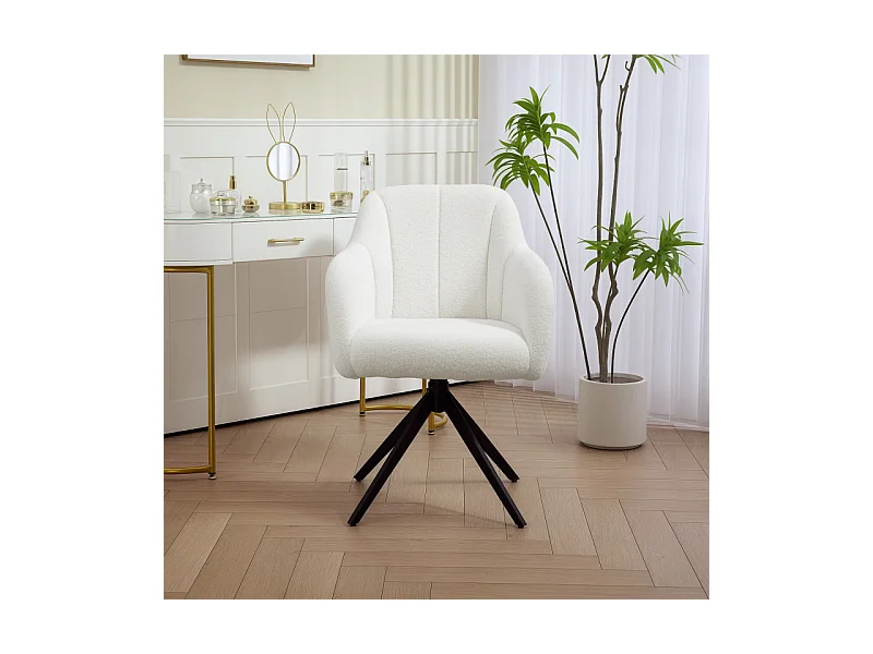 Fauteuil design ROGER effet laine bouclée blanche