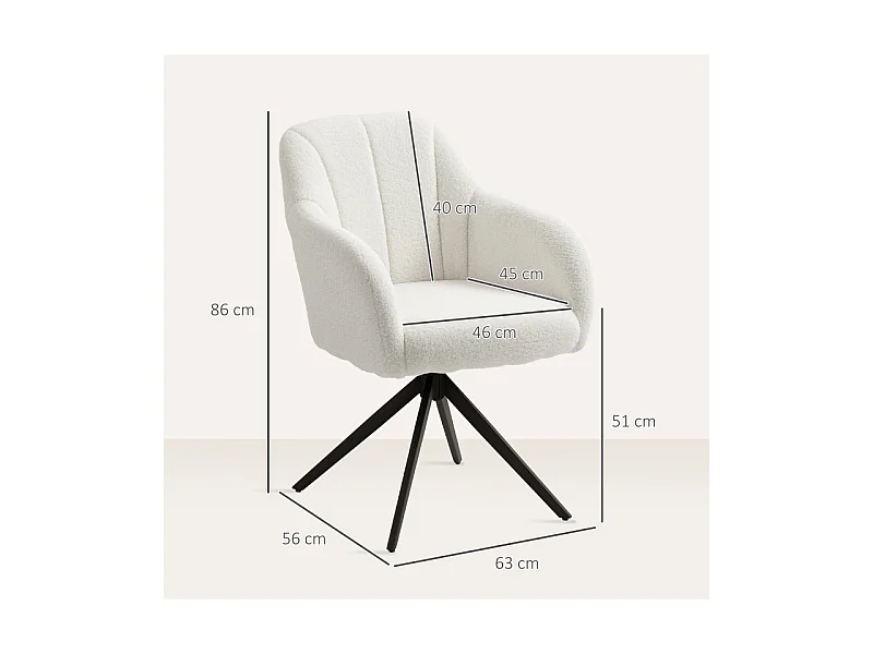 Fauteuil design ROGER effet laine bouclée blanche