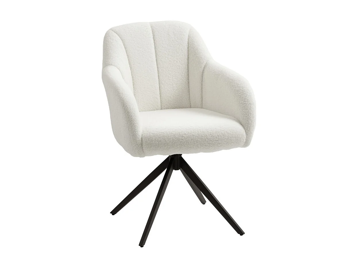 Fauteuil design ROGER effet laine bouclée blanche
