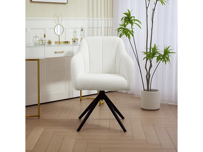 Fauteuil design ROGER effet laine bouclée blanche
