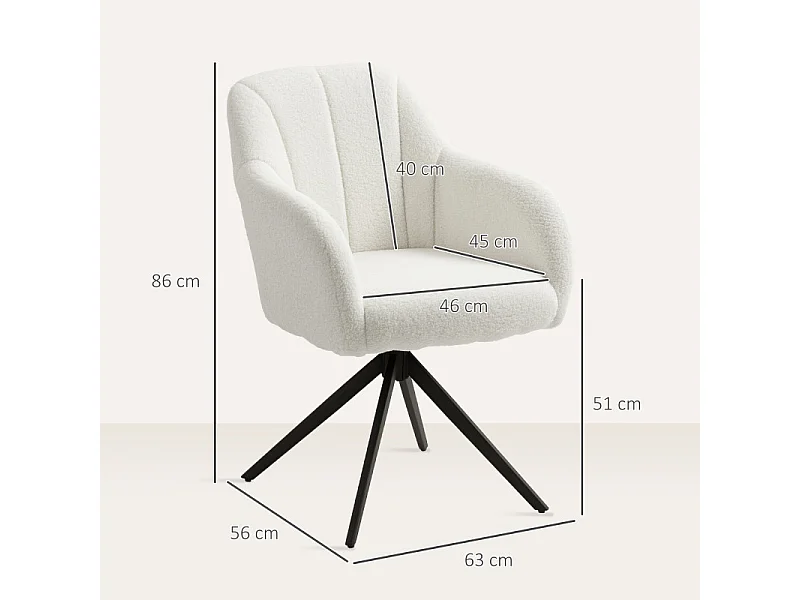 Fauteuil design ROGER effet laine bouclée blanche
