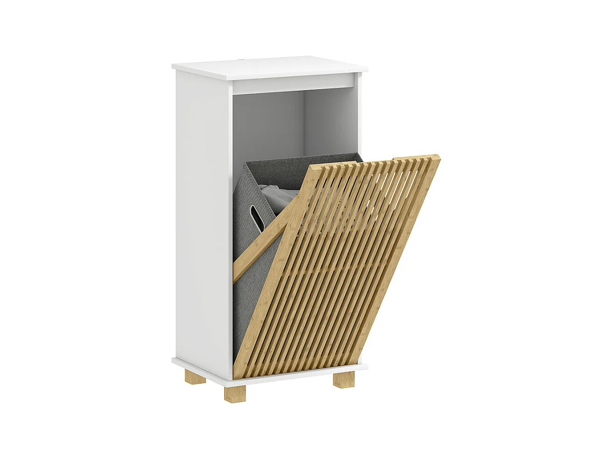 Meuble bas salle de bain ALESSIO bambou et blanc