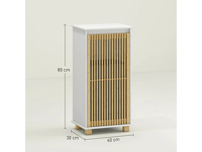 Meuble bas salle de bain ALESSIO bambou et blanc