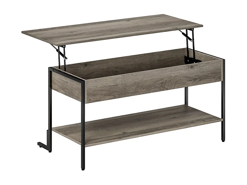 Table basse relevable ARLENE effet bois gris et noir